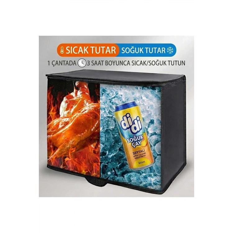 Termal Isı Yalıtımlı Termos Çanta 30L Büyük Boy  Katlanabilir Soğutucu ve Sıcak Piknik Çantası