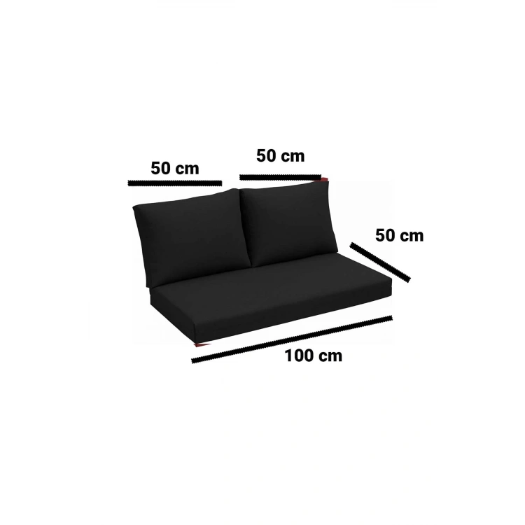 Bahçe minderi Seti Bank Minderi Seti 3 Parça büyük Koltuk Minderi SİYAH