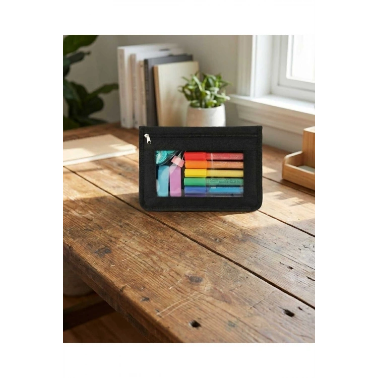 Şeffaf Pencereli Düzenleyici Kalemlik Fermuarlı Makyaj ve Seyahat Organizer Çantası Cüzdan 10 Adet