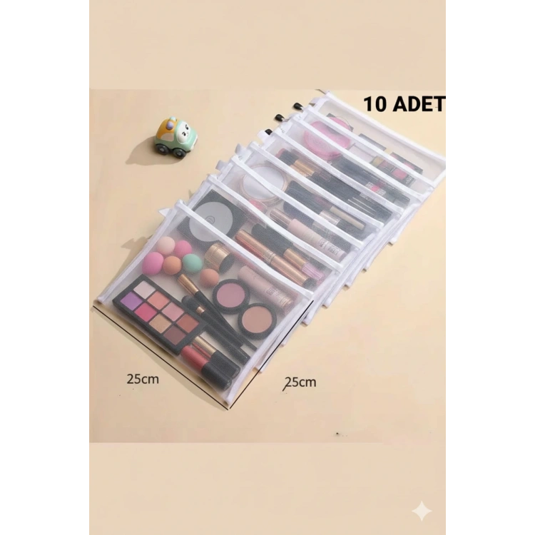 Şeffaf Makyaj Ve Kozmetik Çantası-taşınabilir Seyahat Banyo Saklama Çantası Organize 10 ADET