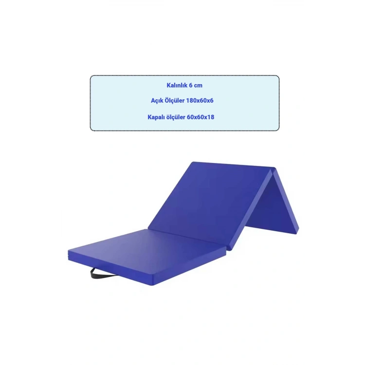 Üç Katlı Katlanabilir Kalın Spor Egzersiz Matı Temel Egzersiz Minderi Pilates Minderi 4CM Kalınlık Mavi