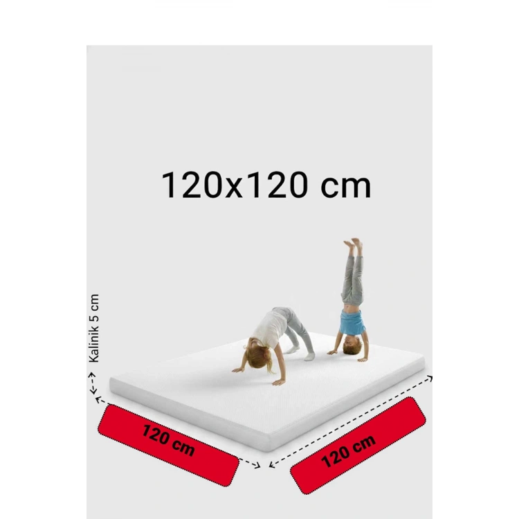 Çocuk Jimnastik Minderi 120x120x5 Cm 600 Denye Sıvı Geçirmez Kumaş Kaydırmmaz Yıkanabilir BÜYÜK BOY Beyaz