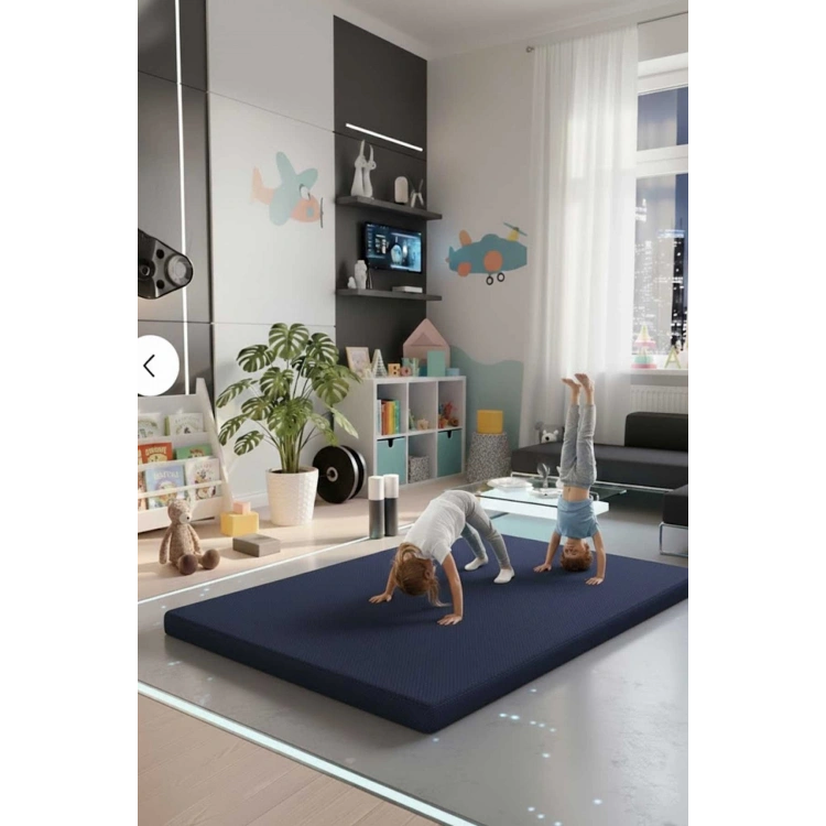 Çocuk Jimnastik Minderi 120x120x5 Cm 600 Denye Sıvı Geçirmez Kumaş Kaydırmmaz Yıkanabilir BÜYÜK BOY Lacivert