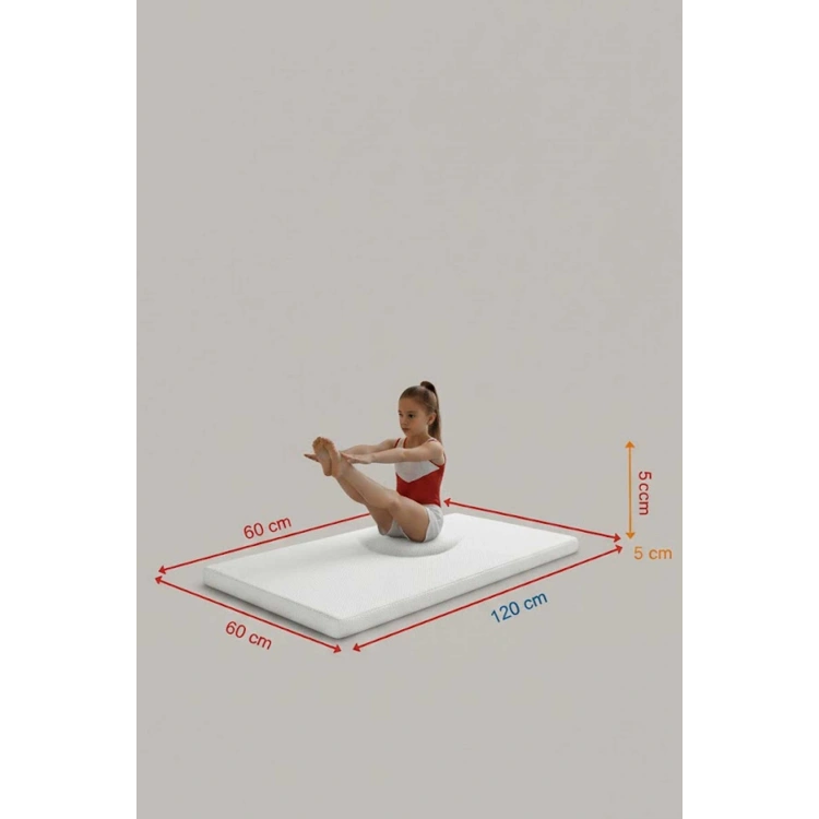 Çocuk Jimnastik Minderi 60x120x5 Cm 600 Denye Sıvı Geçirmez Kumaş Kaydırmmaz Yıkanabilir Beyaz