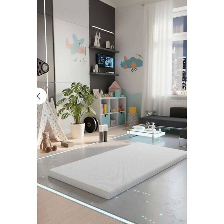 Çocuk Jimnastik Minderi 60x120x5 Cm 600 Denye Sıvı Geçirmez Kumaş Kaydırmmaz Yıkanabilir Beyaz