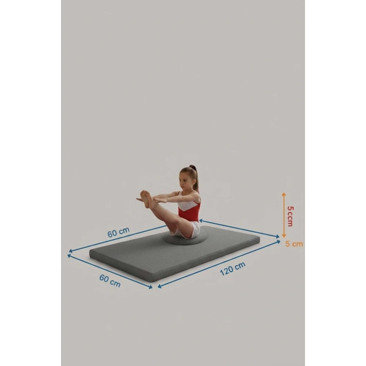Çocuk Jimnastik Minderi 60x120x5 Cm 600 Denye Sıvı Geçirmez Kumaş Kaydırmmaz Yıkanabilir Gri
