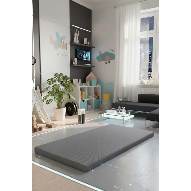 Çocuk Jimnastik Minderi 60x120x5 Cm 600 Denye Sıvı Geçirmez Kumaş Kaydırmmaz Yıkanabilir Gri
