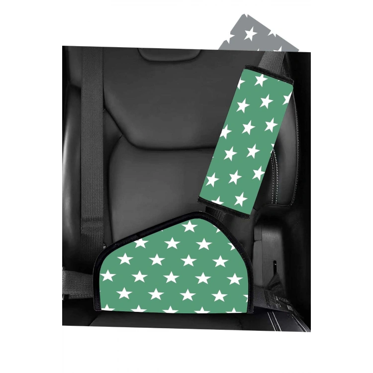 Araba Emniyet Kemeri Yastığı Oto Kemer Küçültme Seti Çocuk Baş Boyun Yastığı Kemer Daraltıcı Yeşil YILDIZ