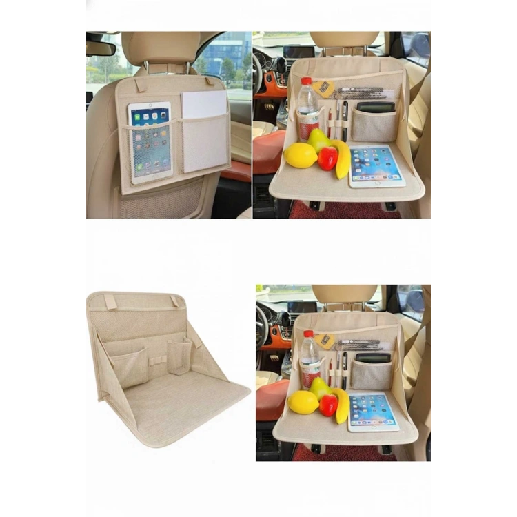 Araba Koltuk Arkası Eşya Düzenleyici Organizatör Katlanır Ve Masa Olma Özelliği Araç içi Organizer BEJ