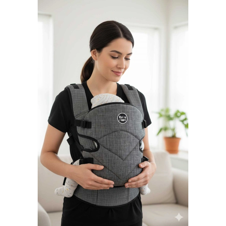 Relax Bel Destekli Bebek Kangurusu Çift Yönlü Kanguru - Ana Kucağı GRİ