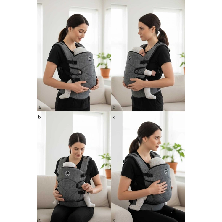 Relax Bel Destekli Bebek Kangurusu Çift Yönlü Kanguru - Ana Kucağı GRİ