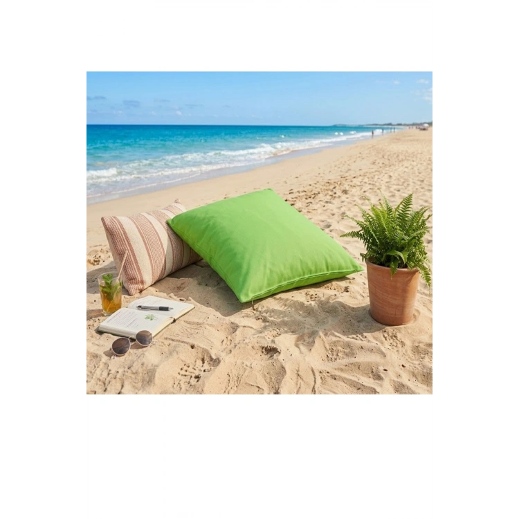 Su Geçirmez Plaj Minderi ve Bahçe Minderi - 600 Denye Fermuarlı, İç Kılıflı Yer Minderi beach minderi-Yeşil