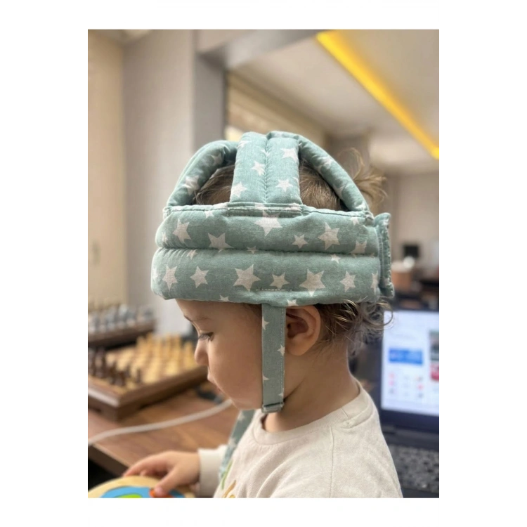 Ayarlanabilir Bebek Çocuk Baş Kafa Koruma Güvenlik Kaskı - Bebek Kafa Koruyucu -YEŞİL YILDIZ