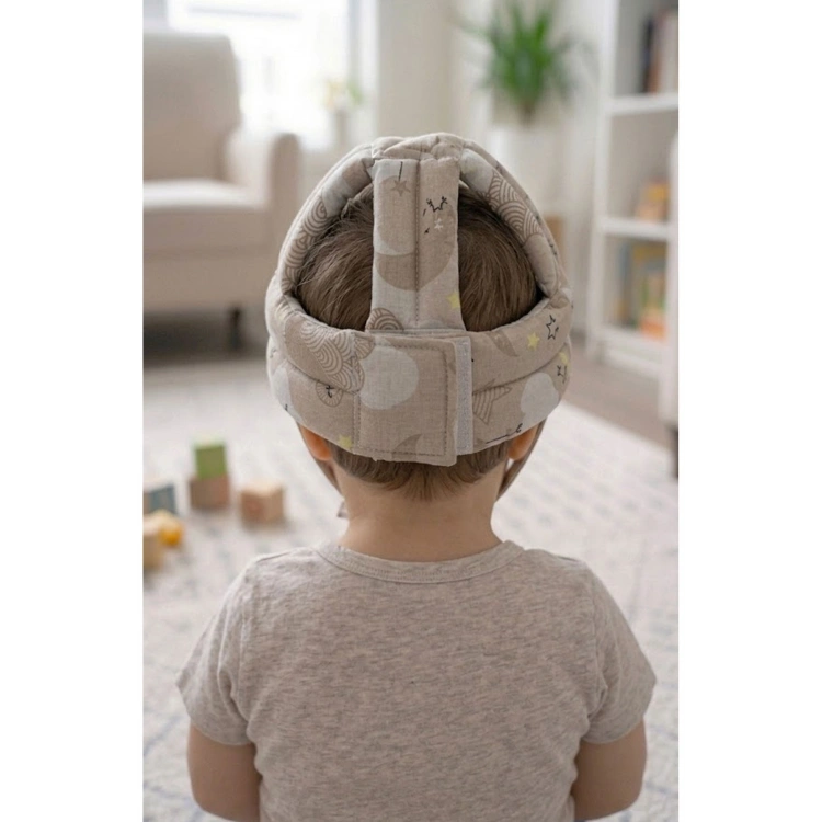 Ayarlanabilir Bebek Çocuk Baş Kafa Koruma Güvenlik Kaskı - Bebek Kafa Koruyucu -BEJ BULUT