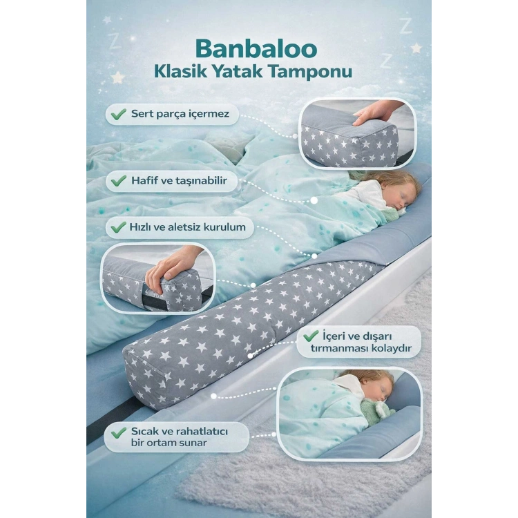 Yeni Nesil Sünger Yatak Bariyeri 140 cm GRİ ZİGZAG