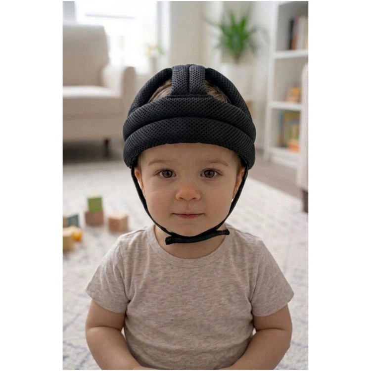 airAyarlanabilir Bebek Çocuk Baş Kafa Koruma Güvenlik Kaskı - Bebek Kafa Koruyucu -siyah MESH