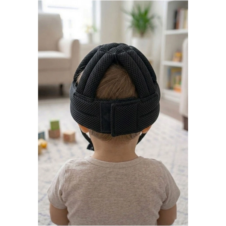 airAyarlanabilir Bebek Çocuk Baş Kafa Koruma Güvenlik Kaskı - Bebek Kafa Koruyucu -siyah MESH