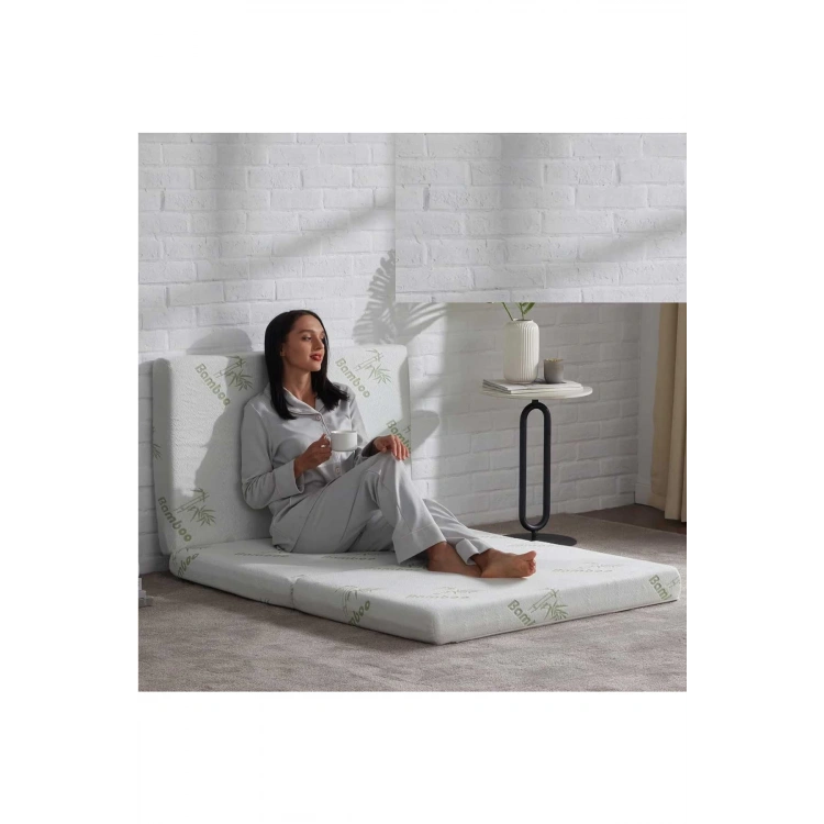 bambo Katlanır Yatak, Yer Yatağı, Misafir Yatağı, Kamp Yatağı Sünger Katlanan Yatak 10CM Kalınlık