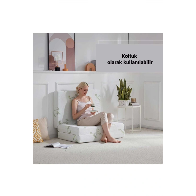 Bambu Katlanır Yatak, Yer Yatağı, Misafir Yatağı, Kamp Yatağı Sünger Katlanan Yatak 10CM Kalınlık