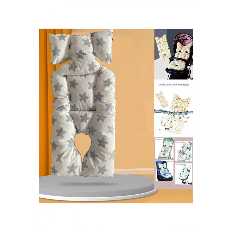 Bebek Arabası Puset Minderi Puset Pedi Ana Kucağı Minderi Gri Yıldızlar