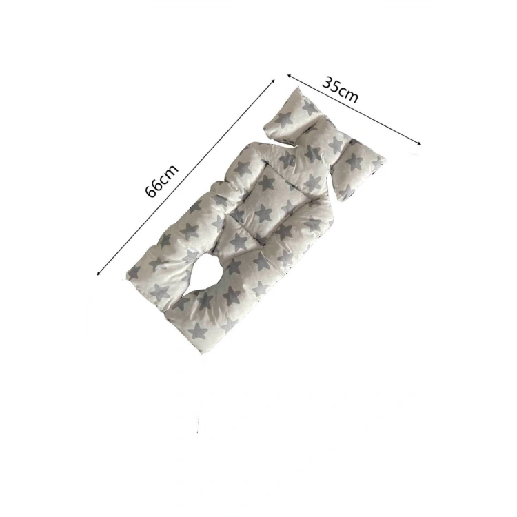 Bebek Arabası Puset Minderi Puset Pedi Ana Kucağı Minderi Gri Yıldızlar