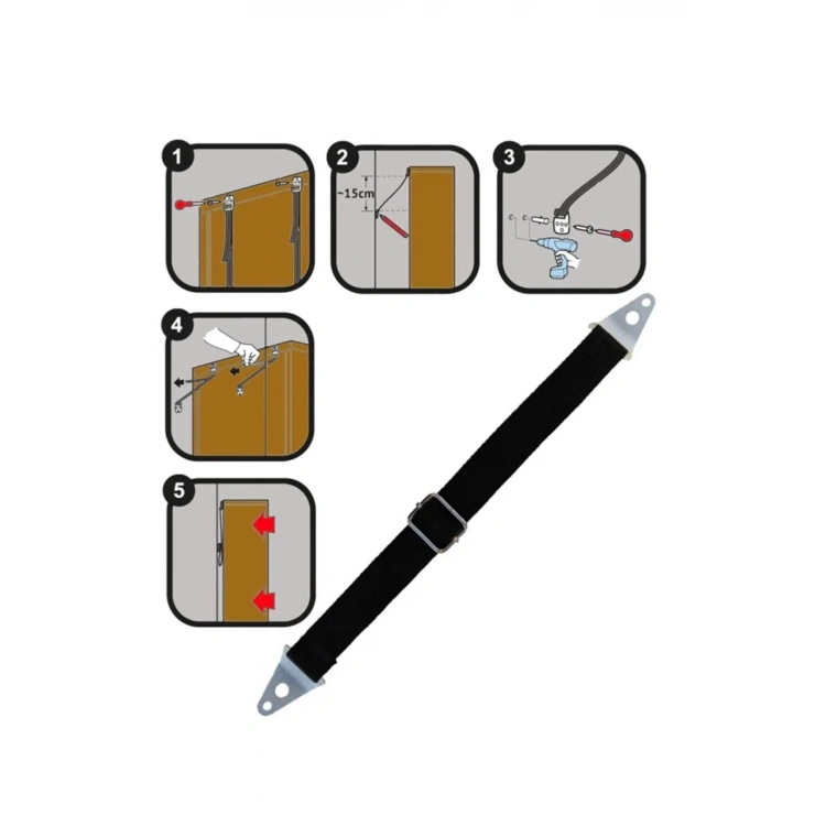 Bebek Çocuk Ve Deprem Koruyucu Mobilya Sabitleme Kemeri Metal Vidalı (2 Adet)