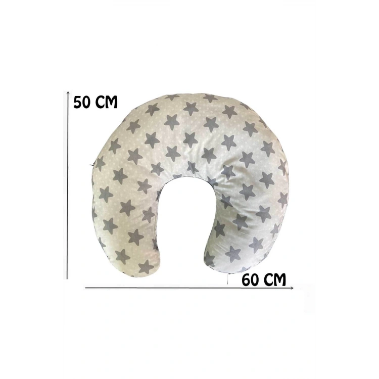 Çift Taraflı Emzirme Yastığı Ve Destek Minderi Çift Taraflı Düz Kafa Sendromu Gri Desen