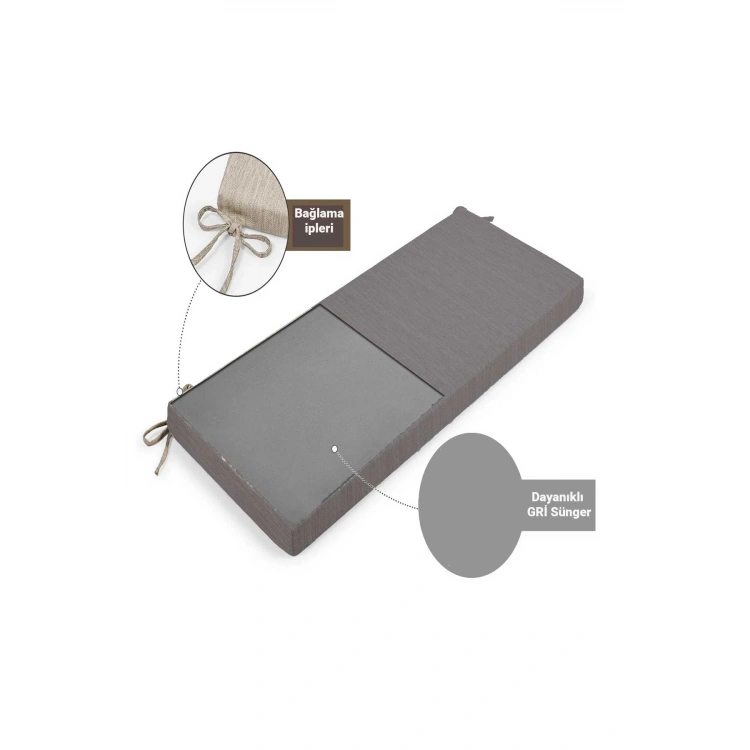 Çoton Kumaş Uzun Koltuk Minderi Iç Ve Dış Mekan Güneş Dayanıklı Bank & Sandalye Minderi100-45-8 Cm GRİ