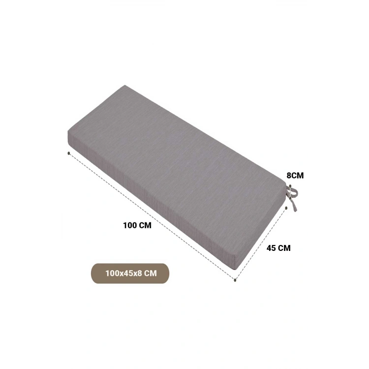 Çoton Kumaş Uzun Koltuk Minderi Iç Ve Dış Mekan Güneş Dayanıklı Bank & Sandalye Minderi100-45-8 Cm GRİ
