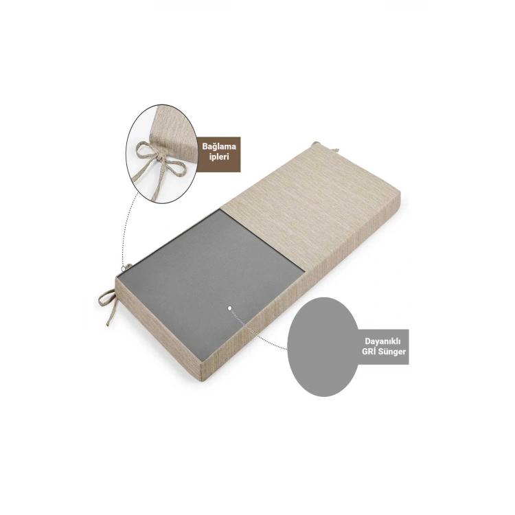 Çoton Kumaş Uzun Koltuk Minderi Iç Ve Dış Mekan Güneş Dayanıklı Bank & Sandalye Minderi100-45-8 Cm Bej