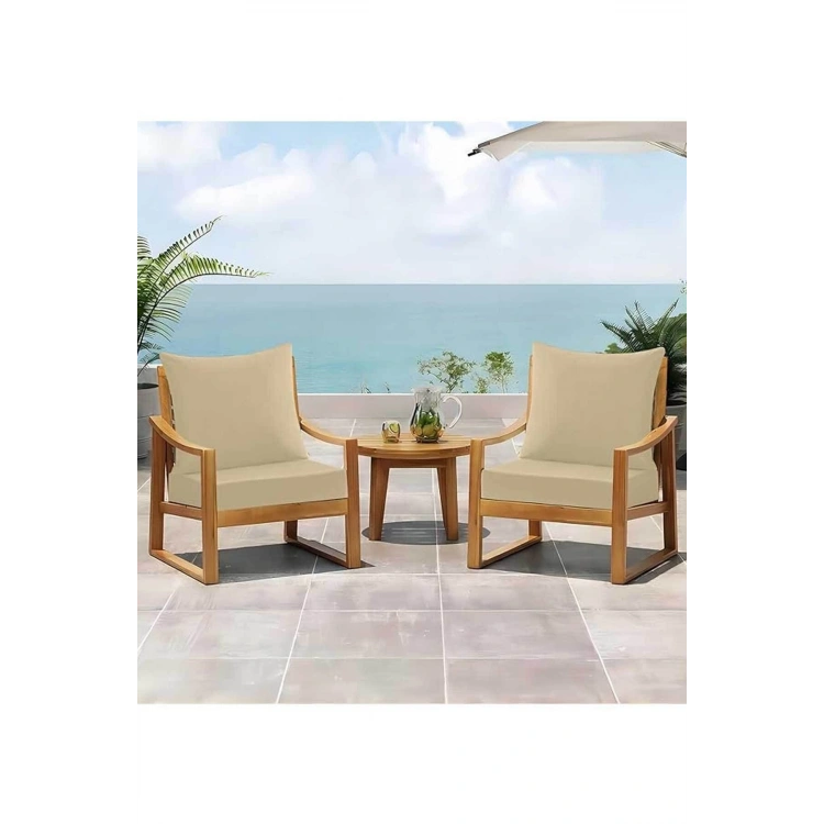 Dış Mekan Derin Koltuk Minderleri Sırtlıklı Puf lu Bahçe Minderi 1 SET