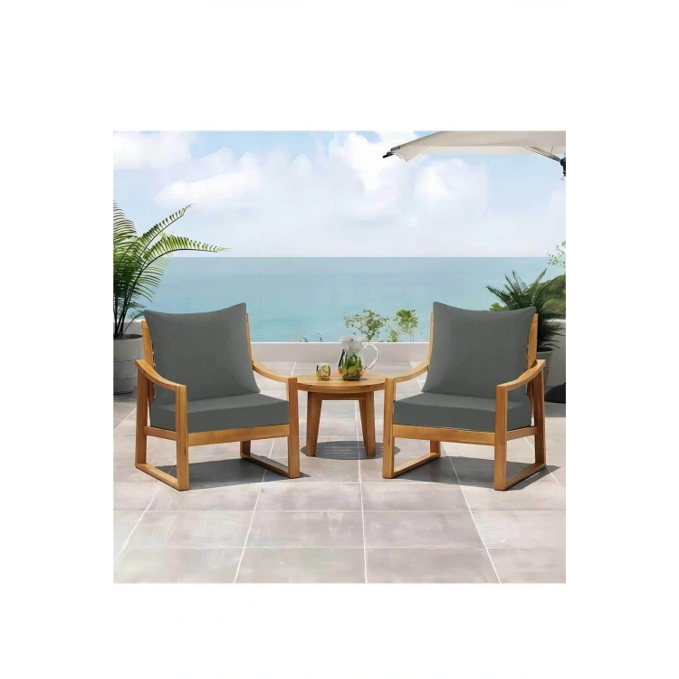 Dış Mekan Derin Koltuk Minderleri Sırtlıklı Puf lu Bahçe Minderi 1 SET