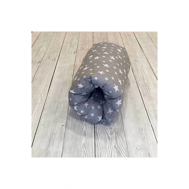 Extra Dolgulu Emzirme Destek Yastığı Portatif Silindir Bebek Emzirme Yastığı Yıldız Gri