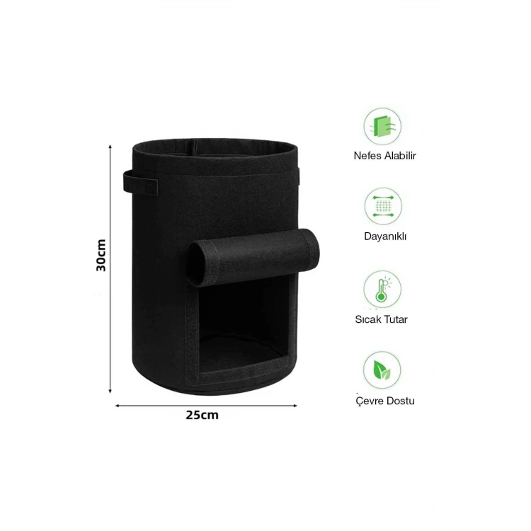 Keçe Sebze Bitki Yetiştime Saksısı Bitki Yetiştirme sepeti Ön Pencereli 40x25cm
