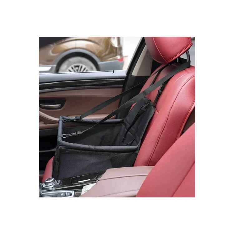 Kedi Köpek Taşıma Çantası Araba Otomobil Için Askılı Köpek Sepeti Fileli Cepli 45x35