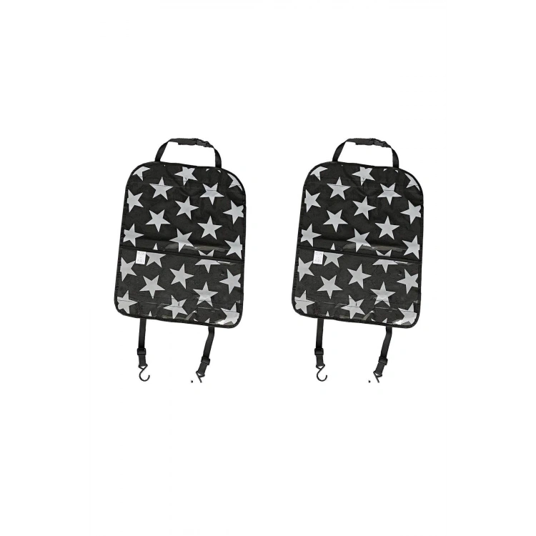 Koltuk Arkası Organizer Yıldız Baskılı Cepli Koltuk Arkası Koruyucu Ayak Izi Kirlenme Önleyici 2adet