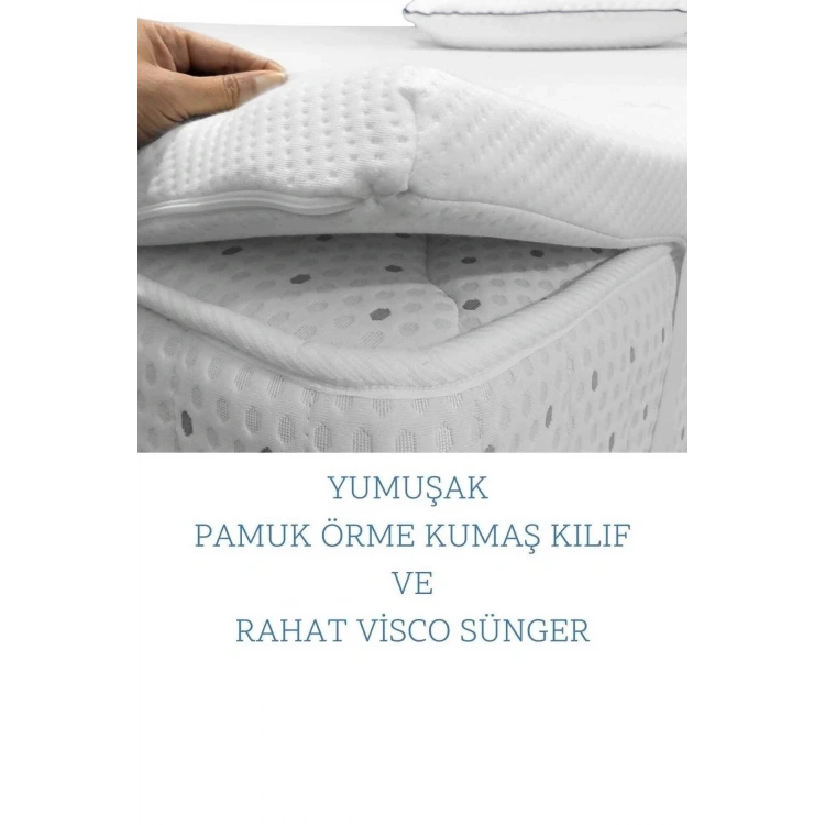 Lastikli Ortopedik Yıkanabilir Kılıflı Visko Yatak Şiltesi Yatak Pedi Uyku Pedi Topper