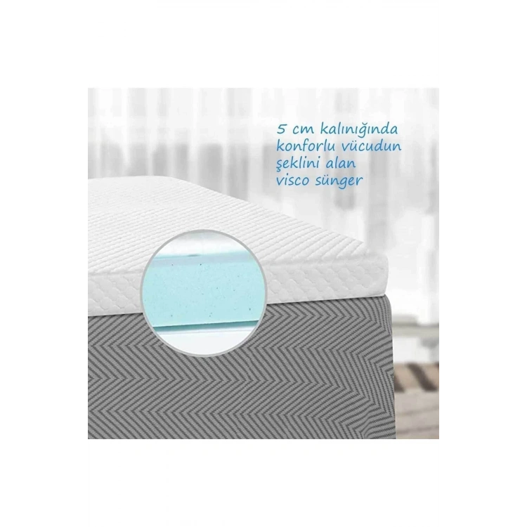 Lastikli Ortopedik Yıkanabilir Kılıflı Visko Yatak Şiltesi Yatak Pedi Uyku Pedi Topper