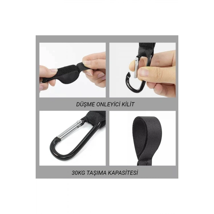 Puset Kancası Bebek Arabası Askı Aparatı Çanta Askısı 2 Adet Metal