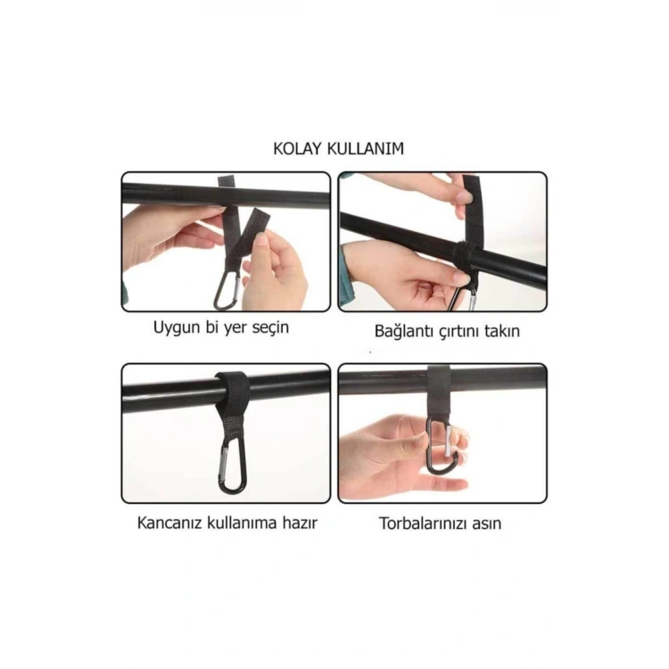 Puset Kancası Bebek Arabası Askı Apatı 2 Adet Renkli Metal Kanca