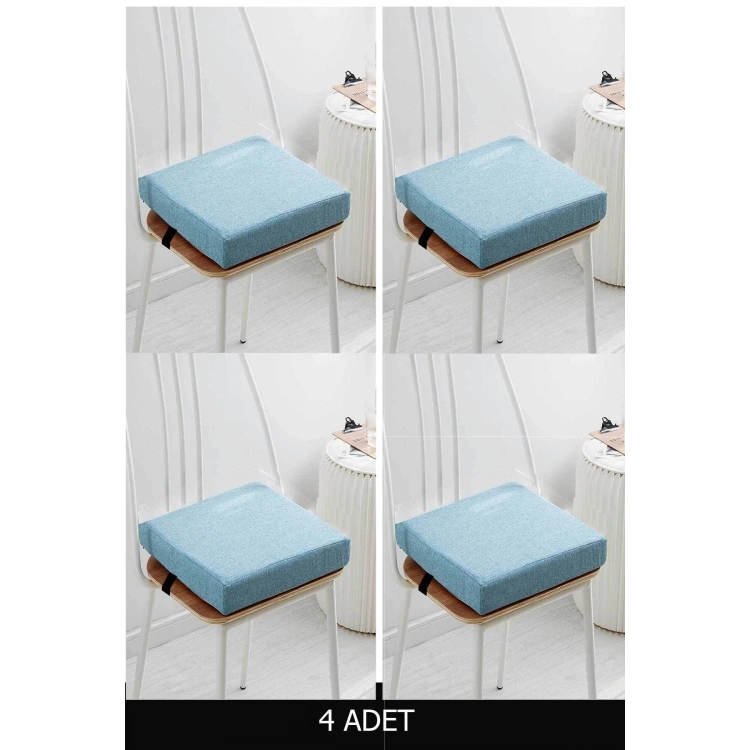 Sandalye Minderi Sünger Dolgulu Kare Sandalye Konfor Pedi Oturma Minderi 4 cm Kalınlık 4 Adet