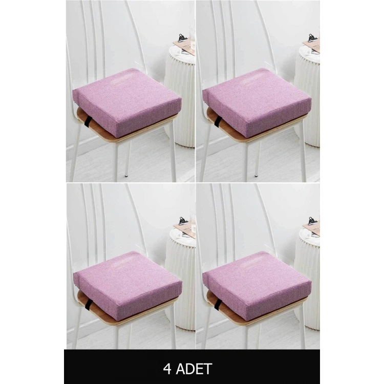 Sandalye Minderi Sünger Dolgulu Kare Sandalye Konfor Pedi Oturma Minderi 4 cm Kalınlık 4 Adet
