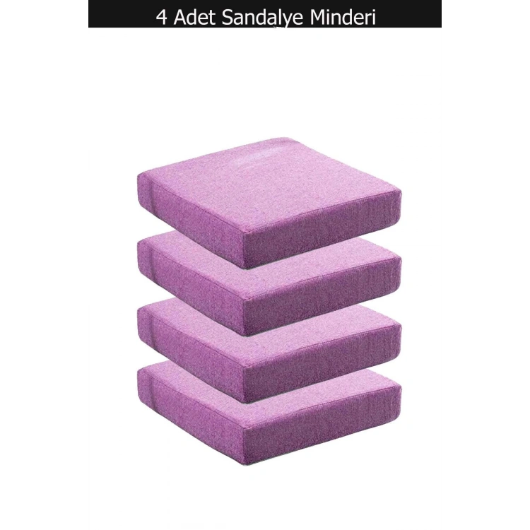 Sandalye Minderi Sünger Dolgulu Kare Sandalye Konfor Pedi Oturma Minderi 4 cm Kalınlık 4 Adet
