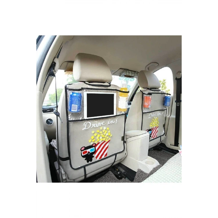 Şeffaf Cepli Araba Koltuk Organizer Araç Koltuk Arkası Koruyucu Tablet Tutucu Oto Düzenleyici 2adet