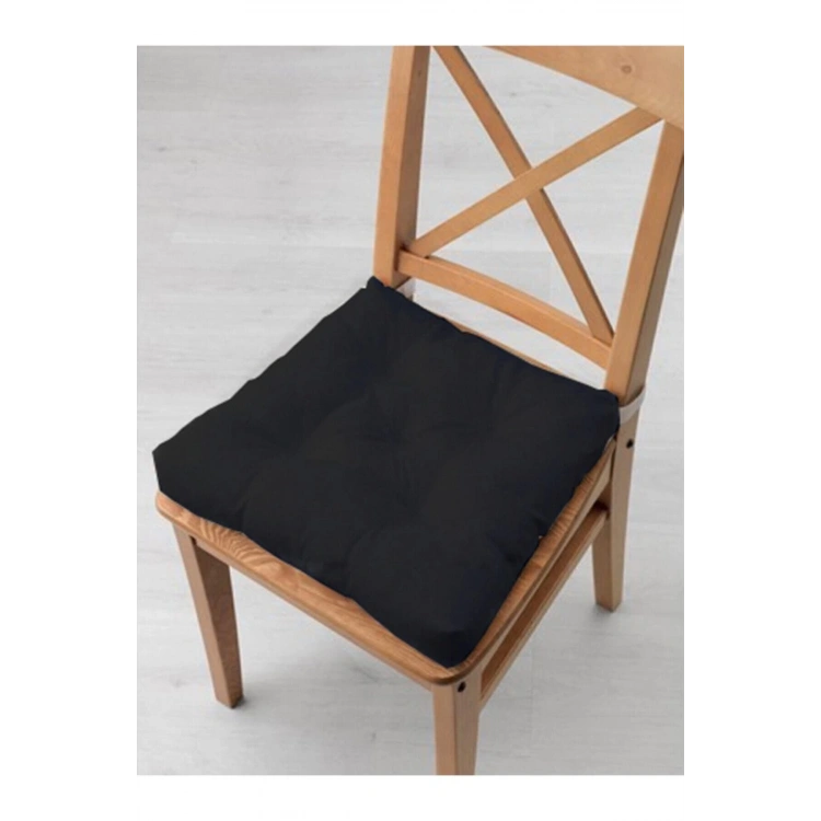 Siyah Kombin Pofudik Kare Sandalye Minderi 40 X 40 cm 4lü