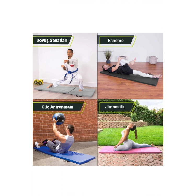 Üç Katlı Katlanabilir Kalın Spor Egzersiz Matı Temel Egzersiz Minderi Pilates Minderi 4CM Kalınlık gri