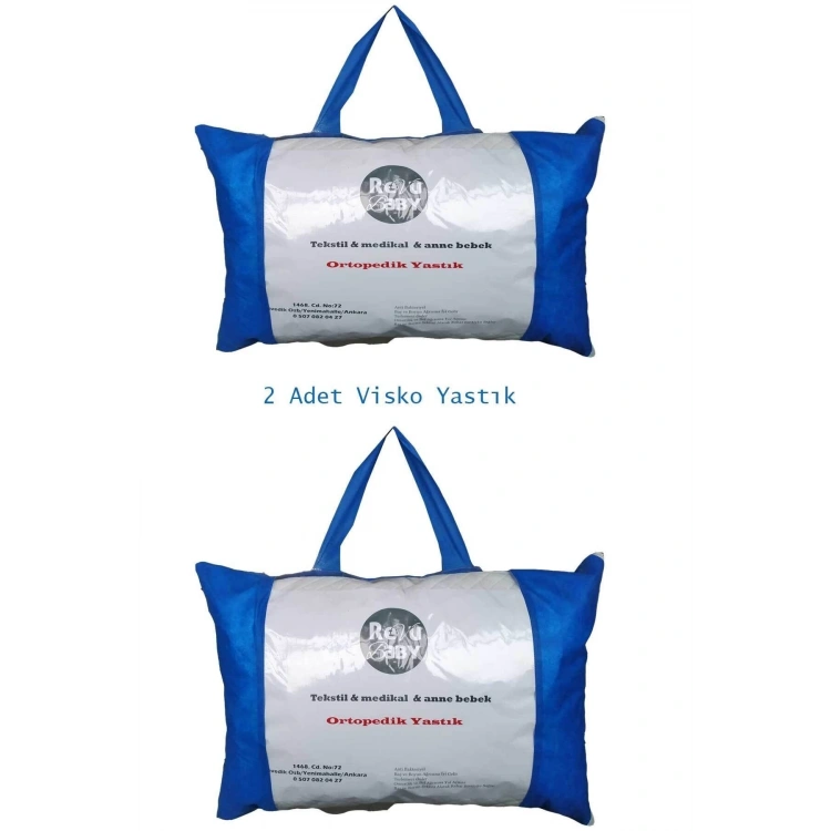 Visco Coton Yastık 2li Paket Çift Kişilik 50x70 Çift Kılıflı Aile Yastığı