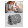 Extra Dolgulu Emzirme Destek Yastığı Portatif Silindir Bebek Emzirme Yastığı Yıldız Gri