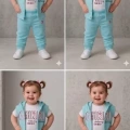 1/4 Yaş Girl Baskılı Yelekli 3lü Çocuk Takımı