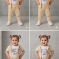 1/4 Yaş Girl Baskılı Yelekli 3lü Çocuk Takımı